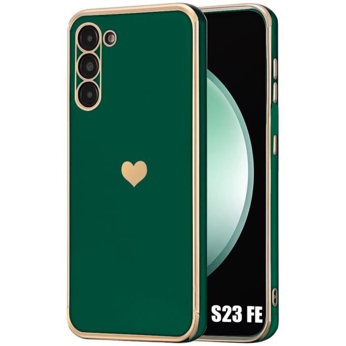 Coque - samsung - galaxy s23 fe - antichoc - ultra mince - motif cœur vert nuit