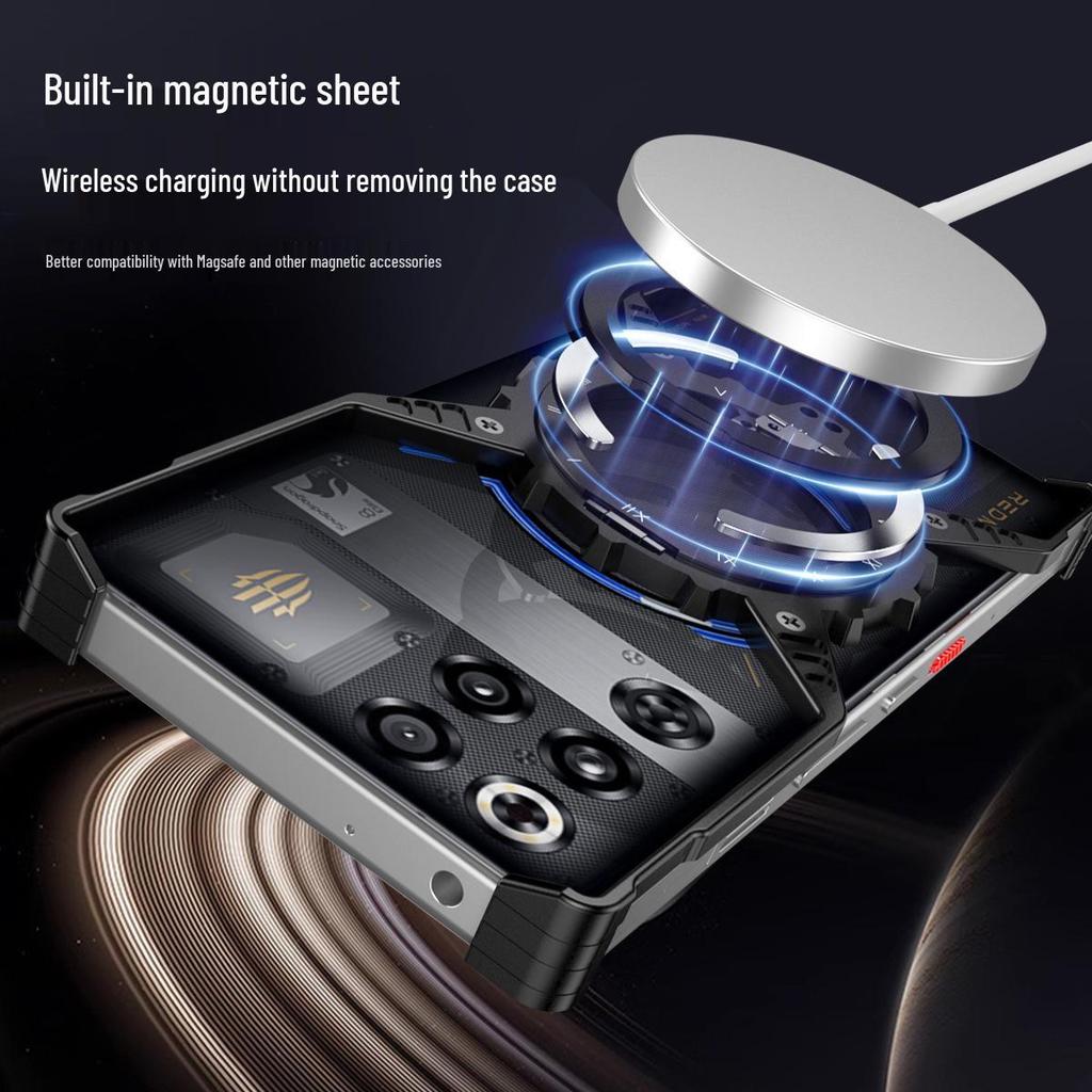 Red Magic 11 Pro+ Metal X-Shape Case with Magnetic Luminous Gear Rotating Stand