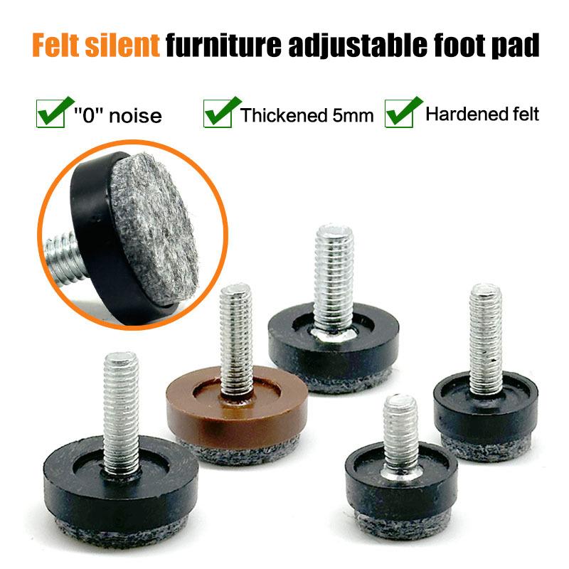 4/8Pcs Felt Adjustable Round Furniture Leg Screws Anti Slip M6 M8 Table Chair Cabinet Balance Feet Pads
