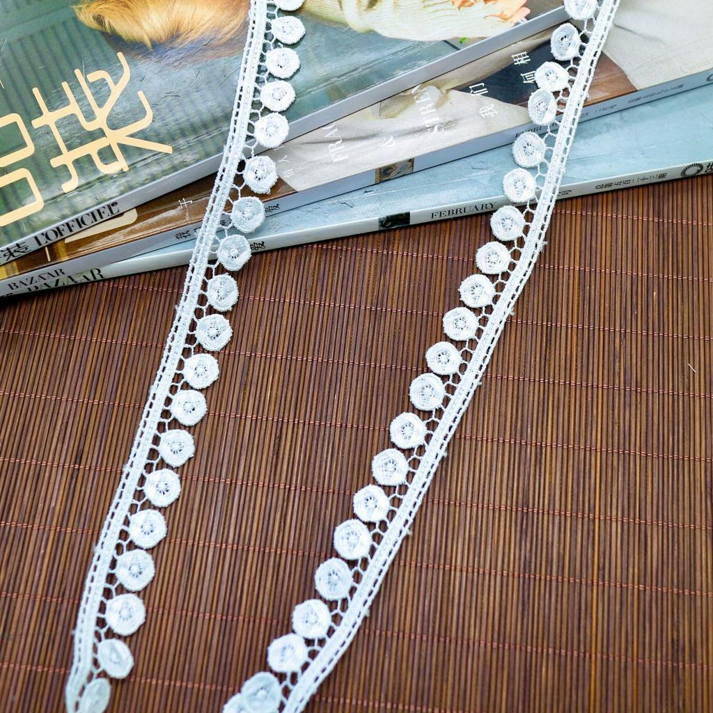 Lace Accessories, White Polyester Water-Soluble Embroidered Lace Cheongsam, Dress Necklace, Clothing Accessories