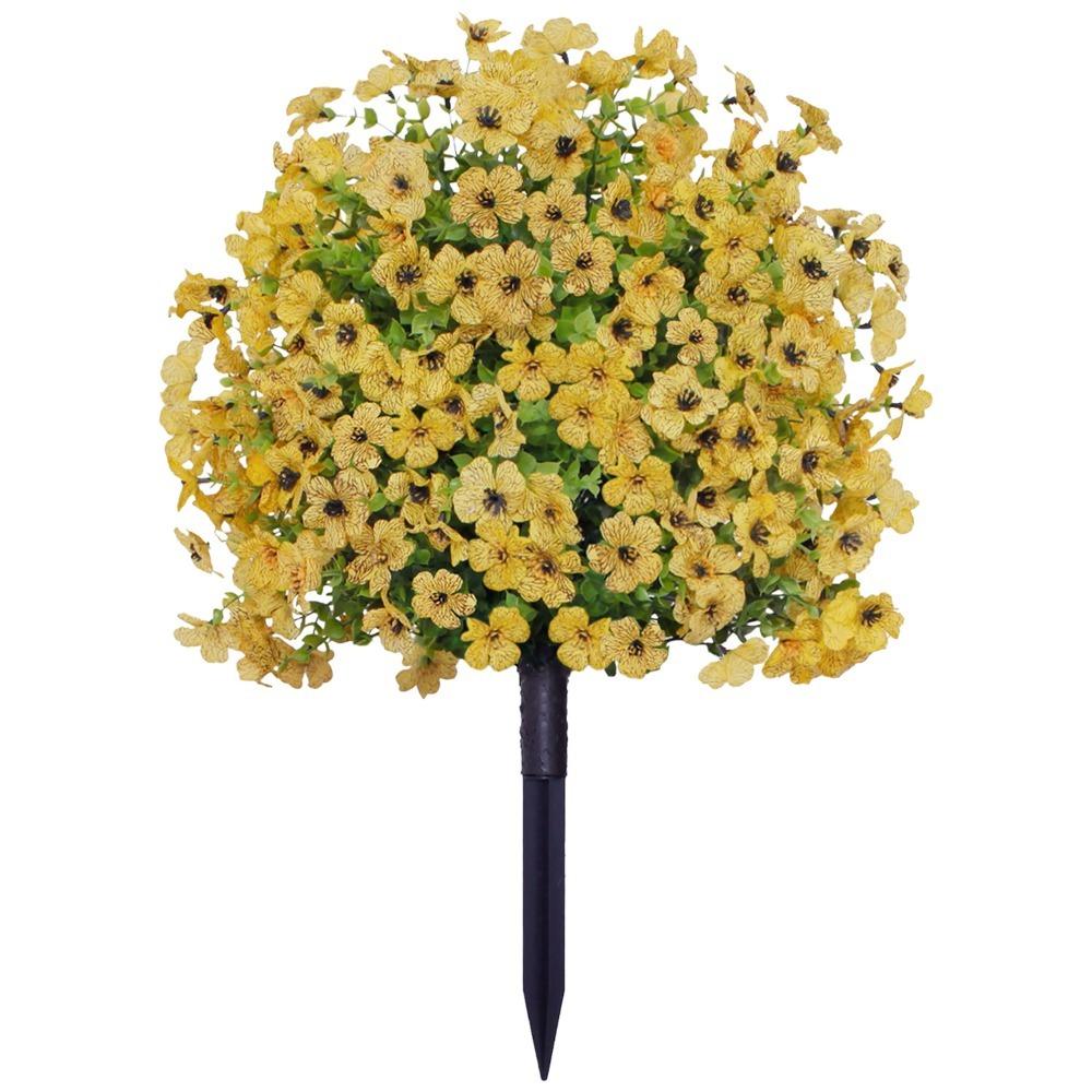 Eucalyptus Flower Artificial Fake Violet Flower Ground Stake Micro Landscaping Simulation Violet Flower Bouquet Plastic Yard Art