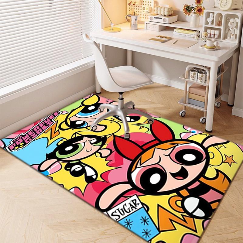 1Pc The Powerpuff Girls Printed Rectangle Carpet, Home Door Mat, Outdoor Travel Protection Carpet A7