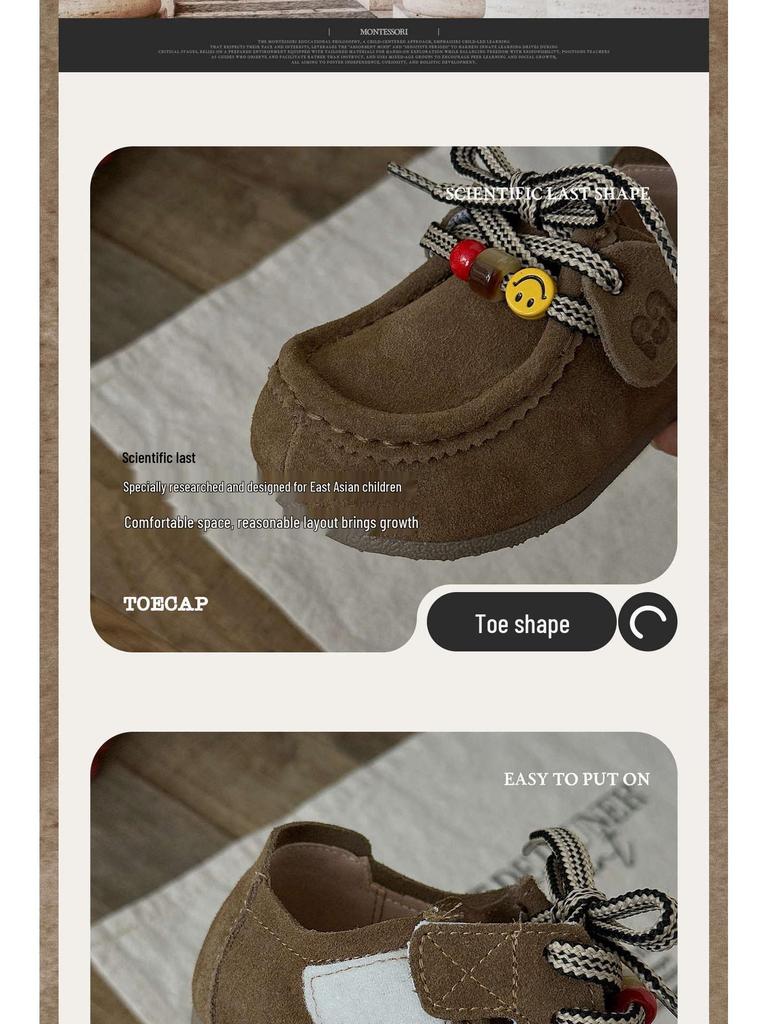 XSHX Kululi Kinder Herbst Wildlederschuhe | Rutschfeste Klettverschluss Funktionelle Außensohle