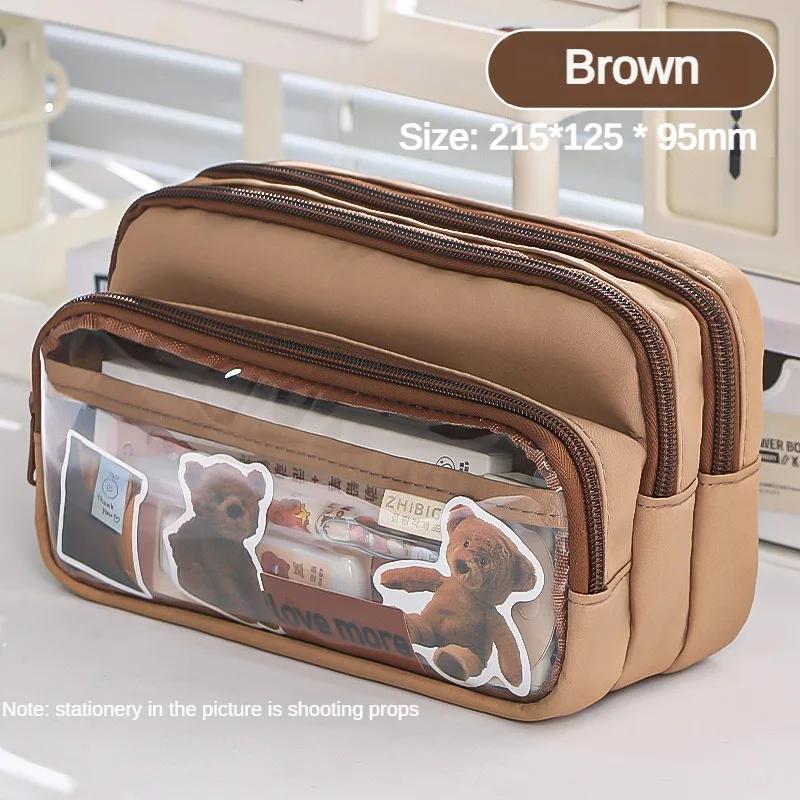 New Transparent Pencil Case Large Capacity Simple Pencil Case Multifunctional Student Stationery Storage Bag