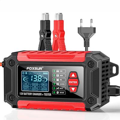 Kit Testeur Chargeur Batterie Voiture 2 en 1 12V/24V CCA SOH SOC pour AGM GEL LiFePO4 de Moto Véhicule Automobile