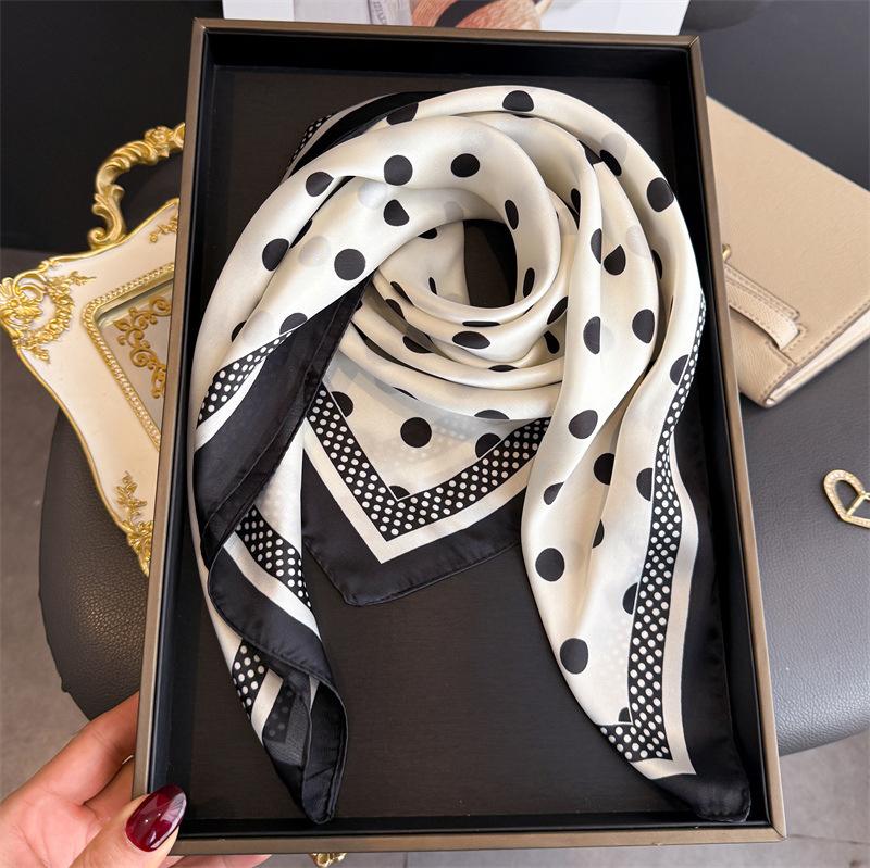 70Cm Dot Pattern Scarf Imitation Silk Square Scarf Women Neckerchief Female Luxury Square Scarves Satin Hijab Ribbon Bandana