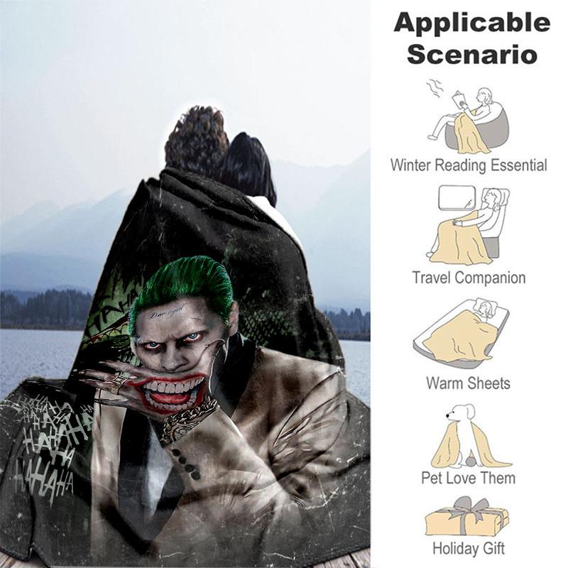 1pc Damaged Smile Joker Cartoon Blanket,Portable Throw for Travel & Camping, All Season Cozy Blanket,Ideal Gift