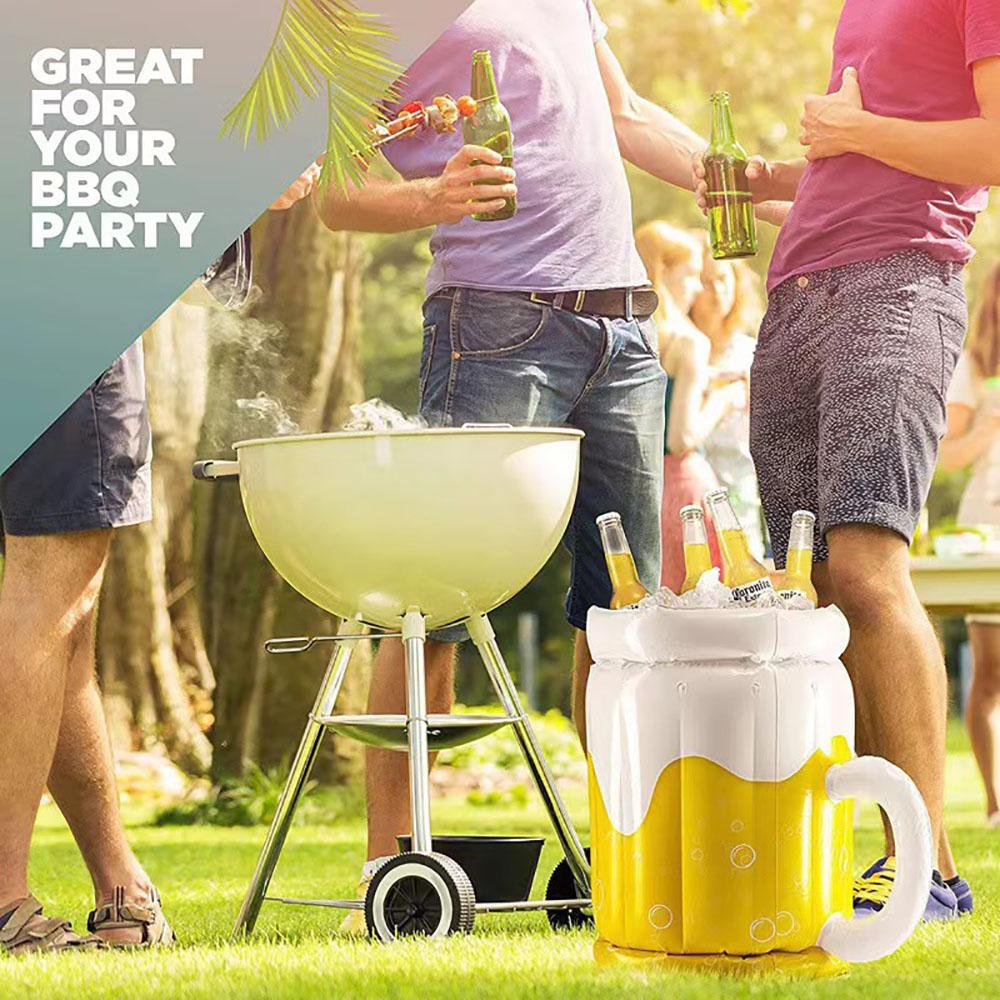 Inflatable Beer Shape Ice Bucket Drink Coolers Beach Water Home Bar Party Summer Pool Party Swimming Pool Drink Cooling Barrel