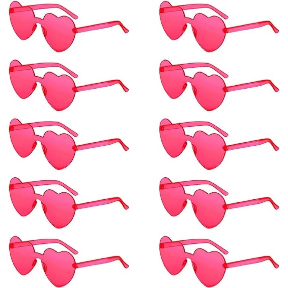 10 Pcs Heart-Shaped Glasses Party Favors, Plastic Novelty Eyewear, For Weddings, Birthdays, Anniversaries, Bachelor Parties