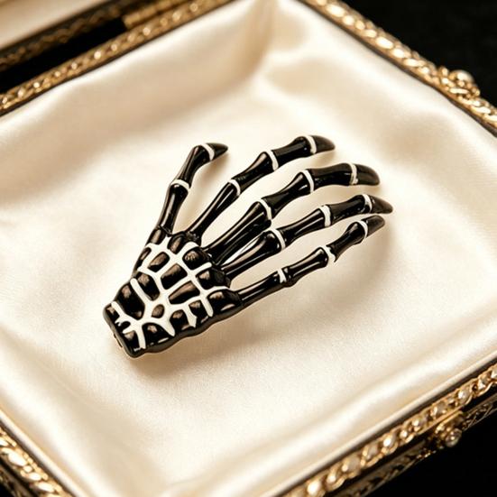 Xiaobudian 2Pcs Gothic Dark Style Hairpins, Hair Pins for Bangs, Skeleton Hand Bone Clips Halloween Cosplay Photography Props