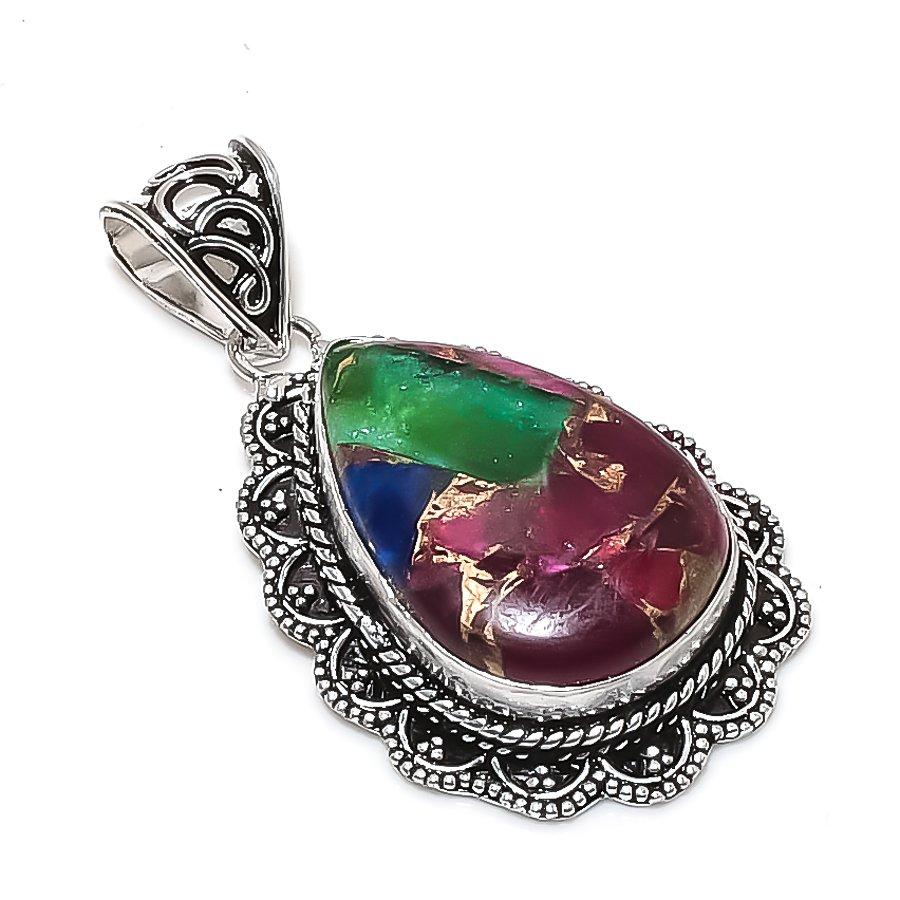 Natural Copper Pink Tourmaline 925 Sterling Silver Jewelry Pendant 2.09 ETC-14007