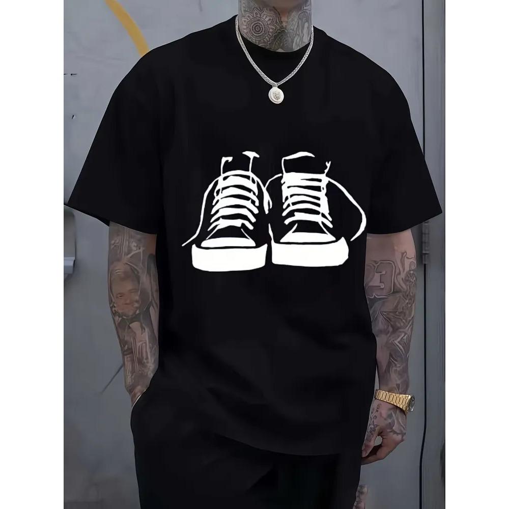 Creative Skull Play Ball Pattern Print Short Sleeve T-shirt Summer Comfortable Fashionable Breathable Casual Versatile Sports Men's Cotton T-shirt