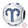 Copper Metal Blue Zircon 12 Constellation Charm Bead Components Bead Component Compatible With Authentic Original Bracelets High Quality Fine Do It