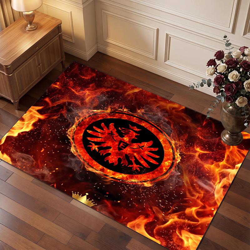 Eintracht Frankfurt Football Print Crystal Velvet Rug, Comfortable Water Absorbent Non Slip Indoor Floor Carpet