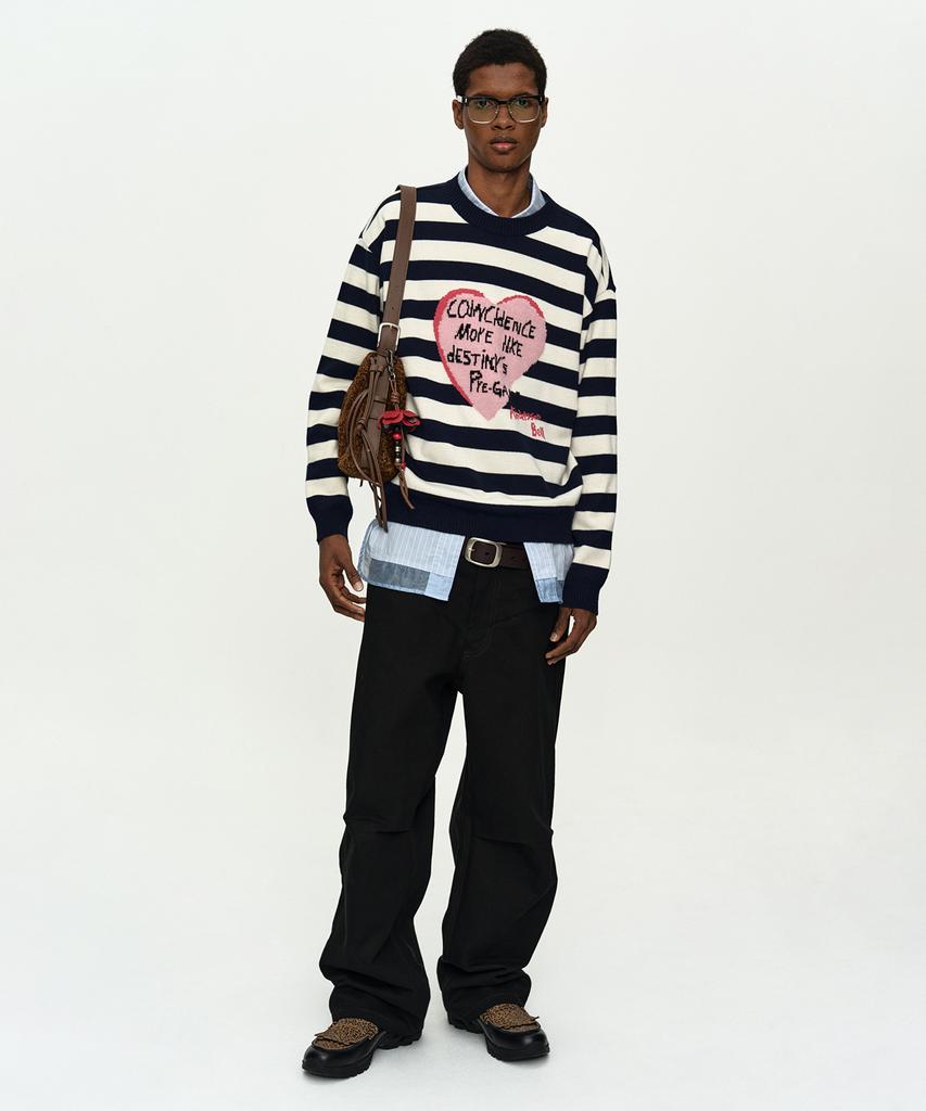 ADSB ANDERSSON BELL Boys Heart Message Crew-Neck Sweater Atb1453M(Navy/Ivory)