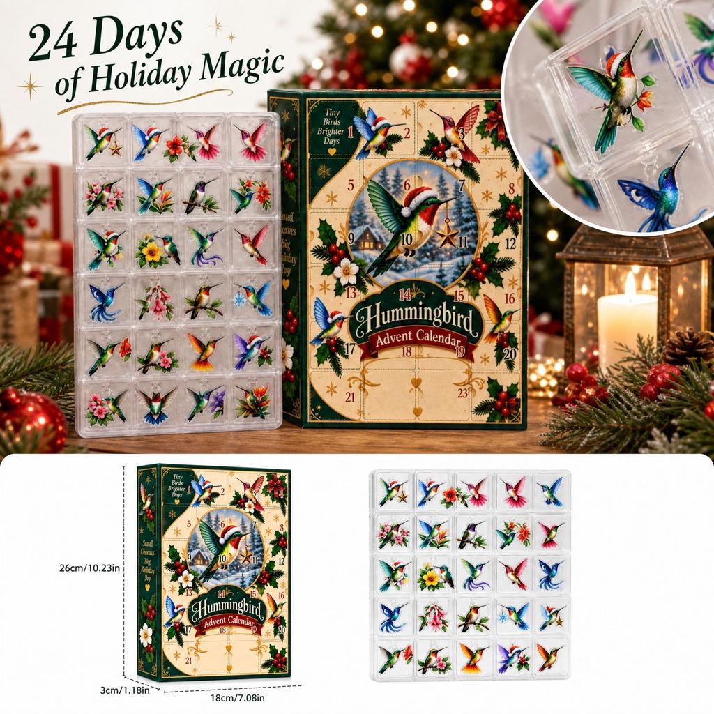 2D Flat -Day Holiday Advent, Countdown Calendar with Surprise Items for Christmas