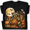 Raccoon Pumpkin Juice Sign Bats T-Shirt Cute Fall Raccoon Halloween Tee