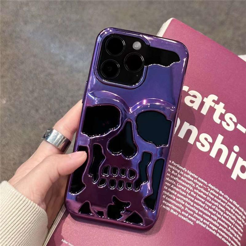 Custodia Anime placcata opaca fredda con teschio cavo per IPhone 14 13 12 11 Pro Max Plus 14Pro 13Pro IPhone 11 Skeleton Deisgn Custodia protettiva