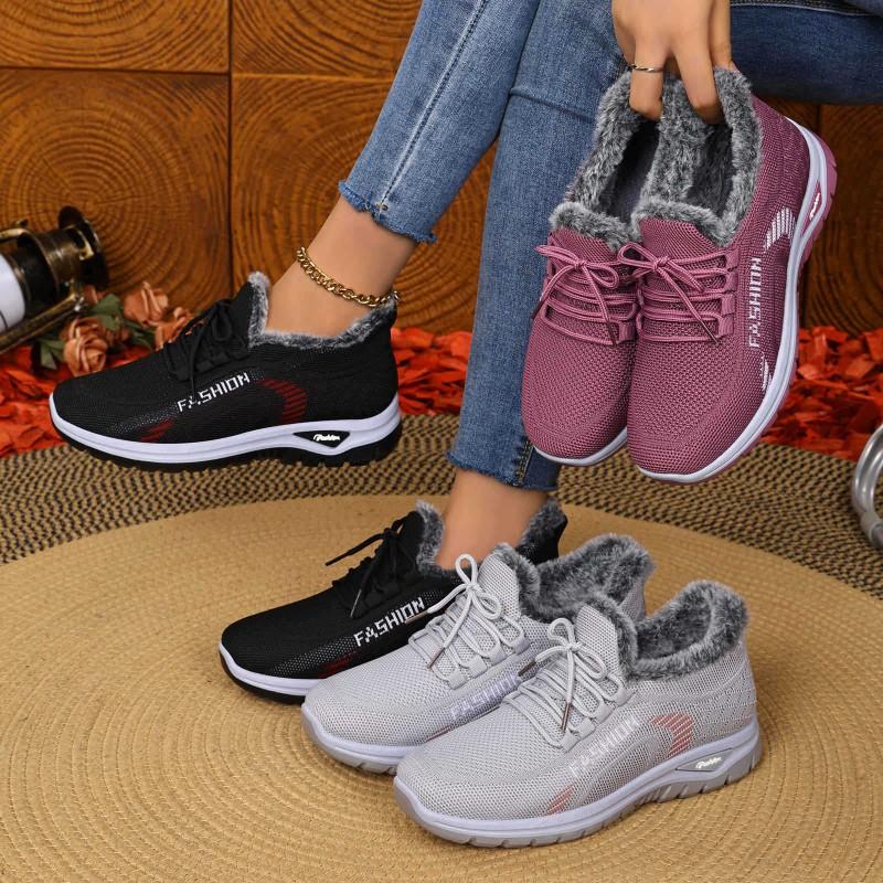 Womens Winter Warm Fleece Lined Flat Ankle Boots Non-slip Comfortable Casual Shoes Mom