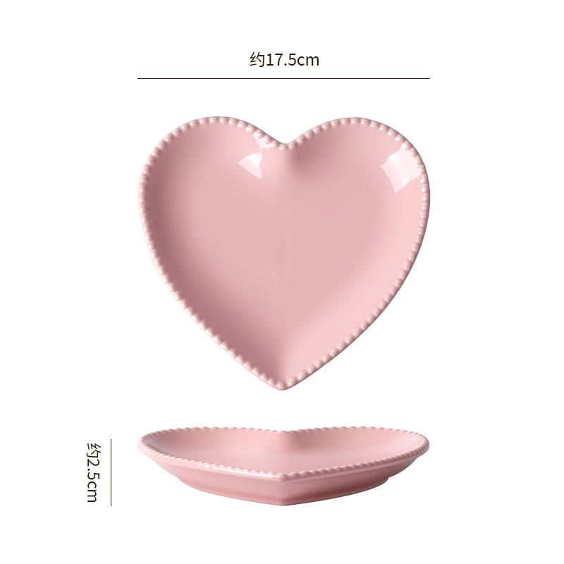 Creative Heart-Shaped Ceramic Small Plate, Household Dim Sum Plate, Catering Dessert Plate, Snack Plate, Direct Supply Can Be Customized