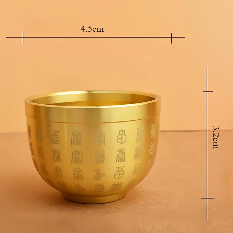 Skålskatt Kobberbasseng Rikdom Tilbyr god statue Penger Fortune Lykke Shui Feng Porsperity Lucky Boller Kinesisk Gylden Messing