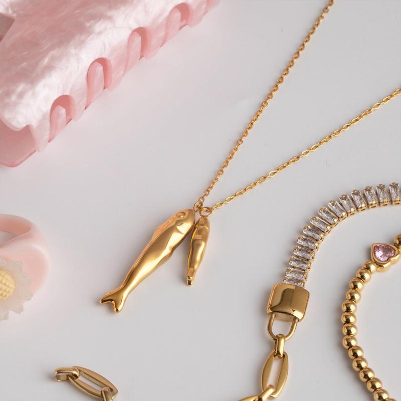 Minimalistisk Delikat Sardinberlock Hängsmycke Halsband För Kvinnor Vintage Guld Färg Boho Modernt Enkelt Smycke Accessoar Gåvor