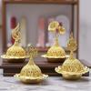 2025 Mini Crown Retro Copper Hollow Out Incense Stick Burner Holder Golden Arab Burner Catcher Home Decoration Sandalwood Censer