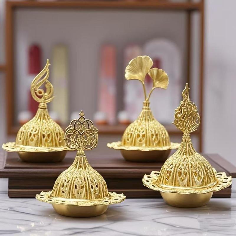 2025 Mini Crown Retro Copper Hollow Out Incense Stick Burner Holder Golden Arab Burner Catcher Home Decoration Sandalwood Censer