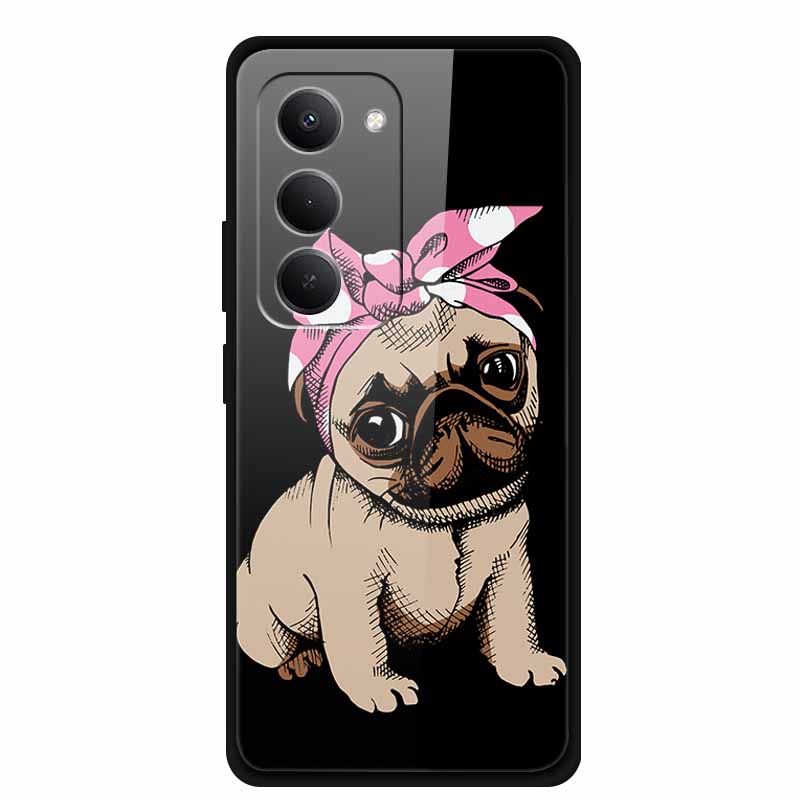 Glas-Rückseite für Xiaomi Redmi 15 4G Cartoon Niedlich Weicher Stoßfänger Harte Gehärtete Glas Hülle für Xiaomi Redmi 15 5G Hülle 6,9" Schale