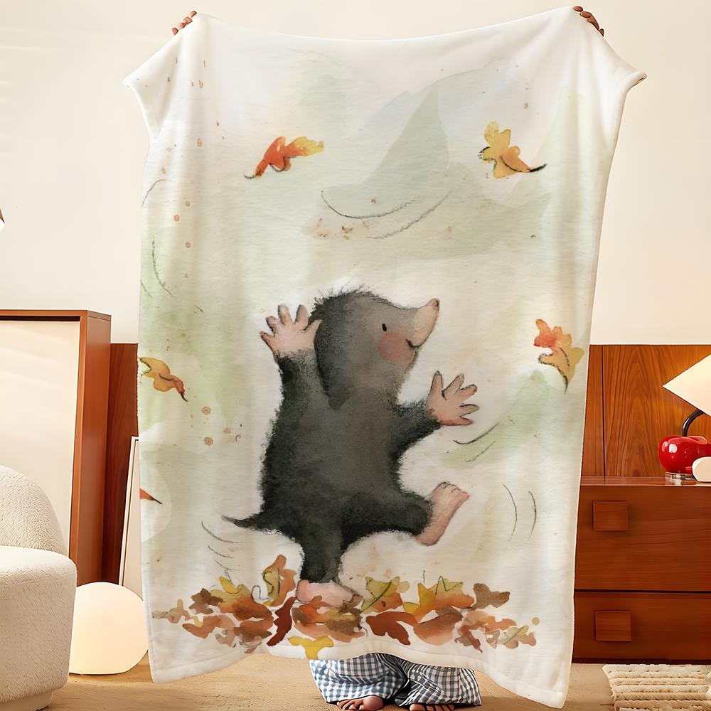 Cartoon T-The L-Little M-Mole Throw Flannel Throw Blanket, Lightweight Cozy, Durable Washable Cute Cool