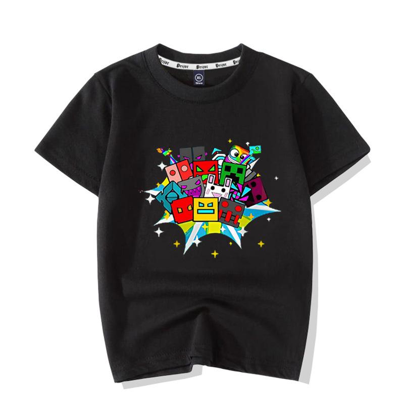 New Personalized Expression Printed Children's Cotton Short Sleeved Summer Boys and Girls Round Neck Cute T-shirt Clothing Gift