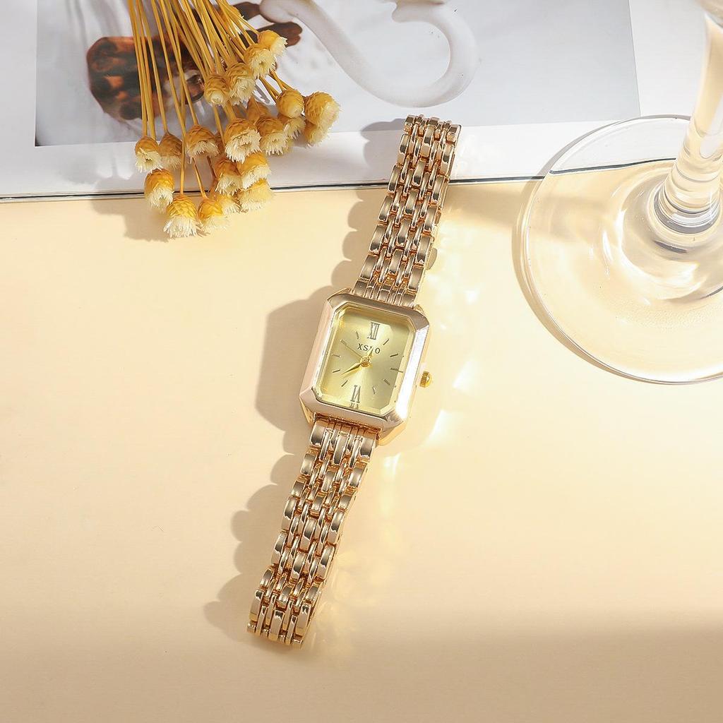 Simple Fashion Octagonal Glass-Studded Ladies' Casual Wristwatch