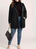 2024 Autumn/Winter Women's Casual Loose Hooded Solid Ripple Pocket Splice Sweatshirt