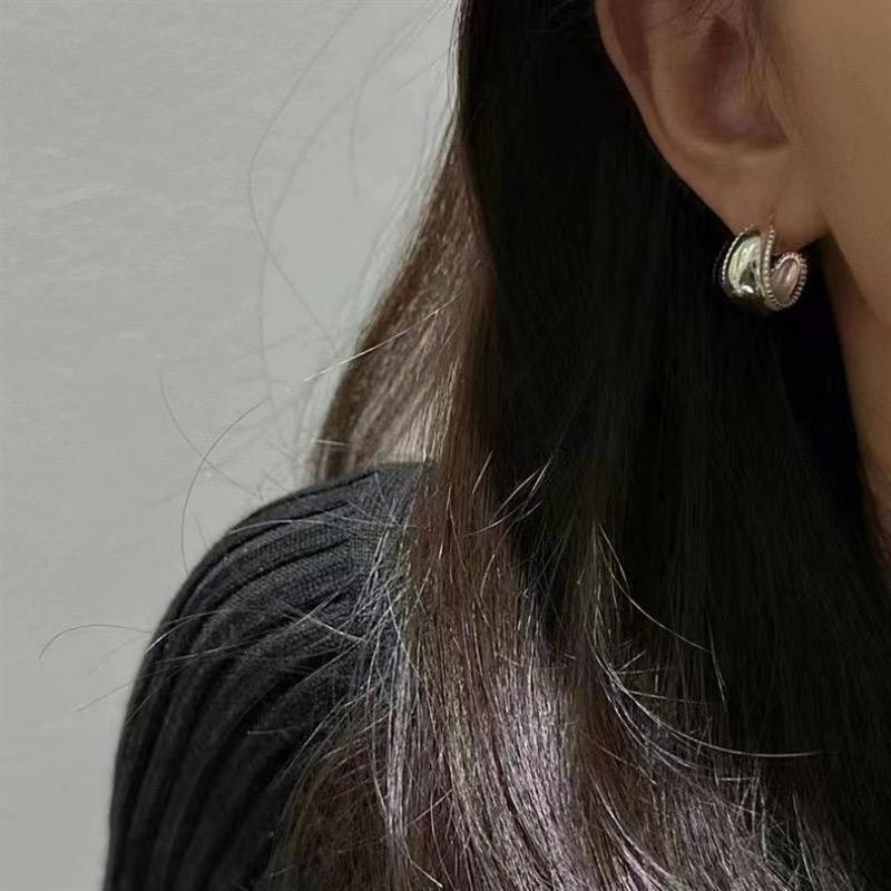 925 Sterling Silver Earrings For Women Trendy Simple Round Lace Earring Jewelry Prevent Allergy Party Christmas Accessories