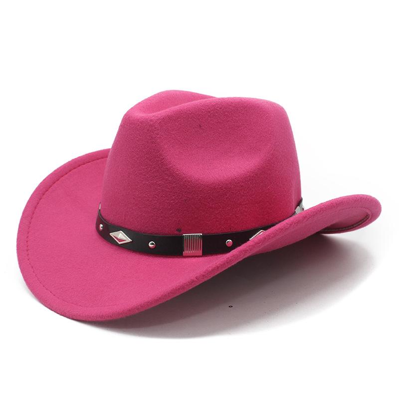 Spring Edge Cowboy Hat Western Wind Curved Edge Metal Accessories Top Hat Men'S And Women'S Hats