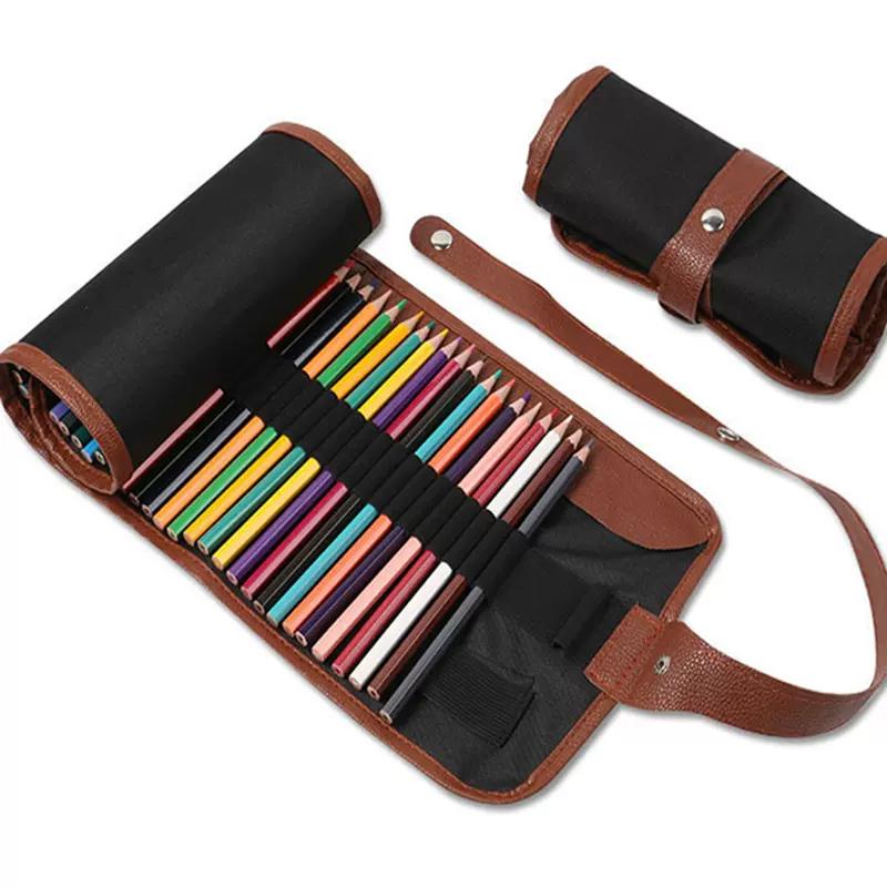 16/24/36/48/72/120 Holes Canvas Roll Pen Curtain Pencil Bag Case Holder Storage Pouch Stationery School Supplies