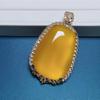 Natural  Lucky Pendant National Style Chalcedony Pendant Beeswax Yellow Agate Jade Sweater Chain Peace Buckle Necklace