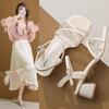 Fashion Fairy style coarse heeled sandals for women in spring 2025 new water diamond style gentle women's shoes