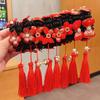 Flower Children Hanfu Hair Ring Red Ancient Style Scrunchines Bow Wig Braid Hair Rope  Children