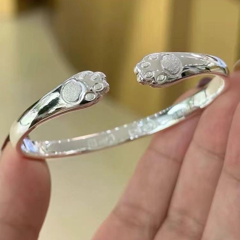 

Модный креативный браслет с открытой регулируемой застежкой и принтом кошачьей лапки для женщин и девушек, простой милый браслет, ювелирные аксессуары, подарки