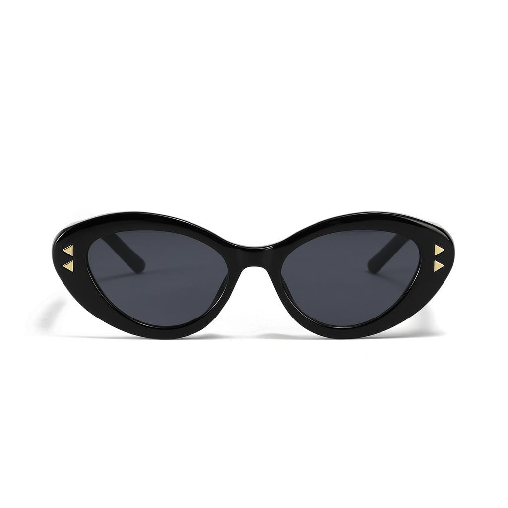 Round Glasses 23087 Triangular Rivets Oval Sunglasses Men'S Cat Eye Retro Sunglasses Women