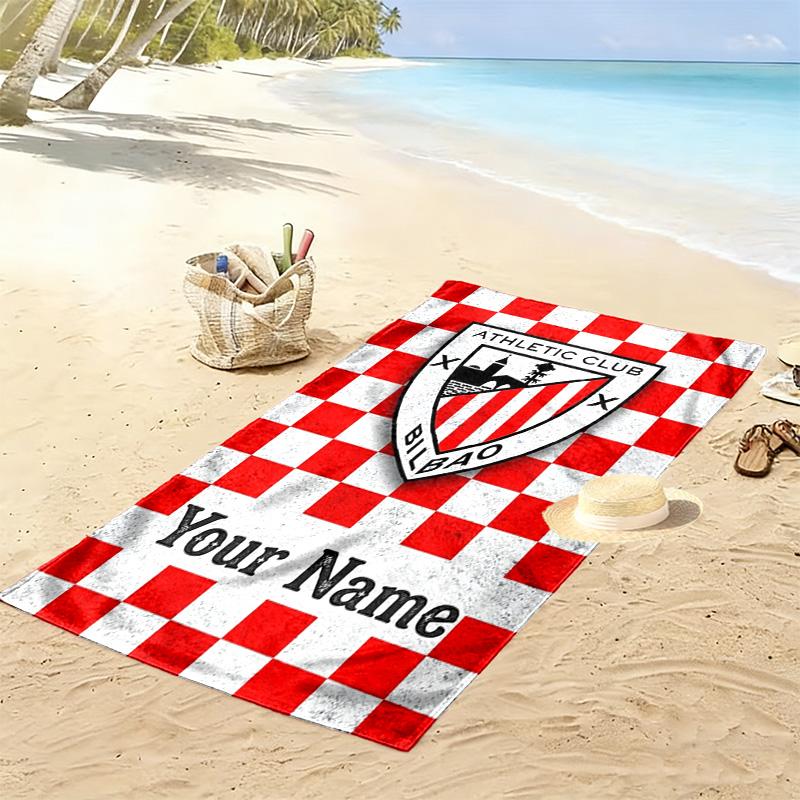 Name Custom Athletic Club Print Beach Towel, Large Soft Quick Dry Towel for Beach Camping Swimming