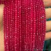 Lab-Grown Ruby Red Corundum Round Faceted Beads, Smooth Surface, Semi-Finished Gemstone for Beading