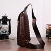New Crocodile Patterned Men's Chest Bag Korean Version Casual Single Shoulder Diagonal Cross Genuine Leather