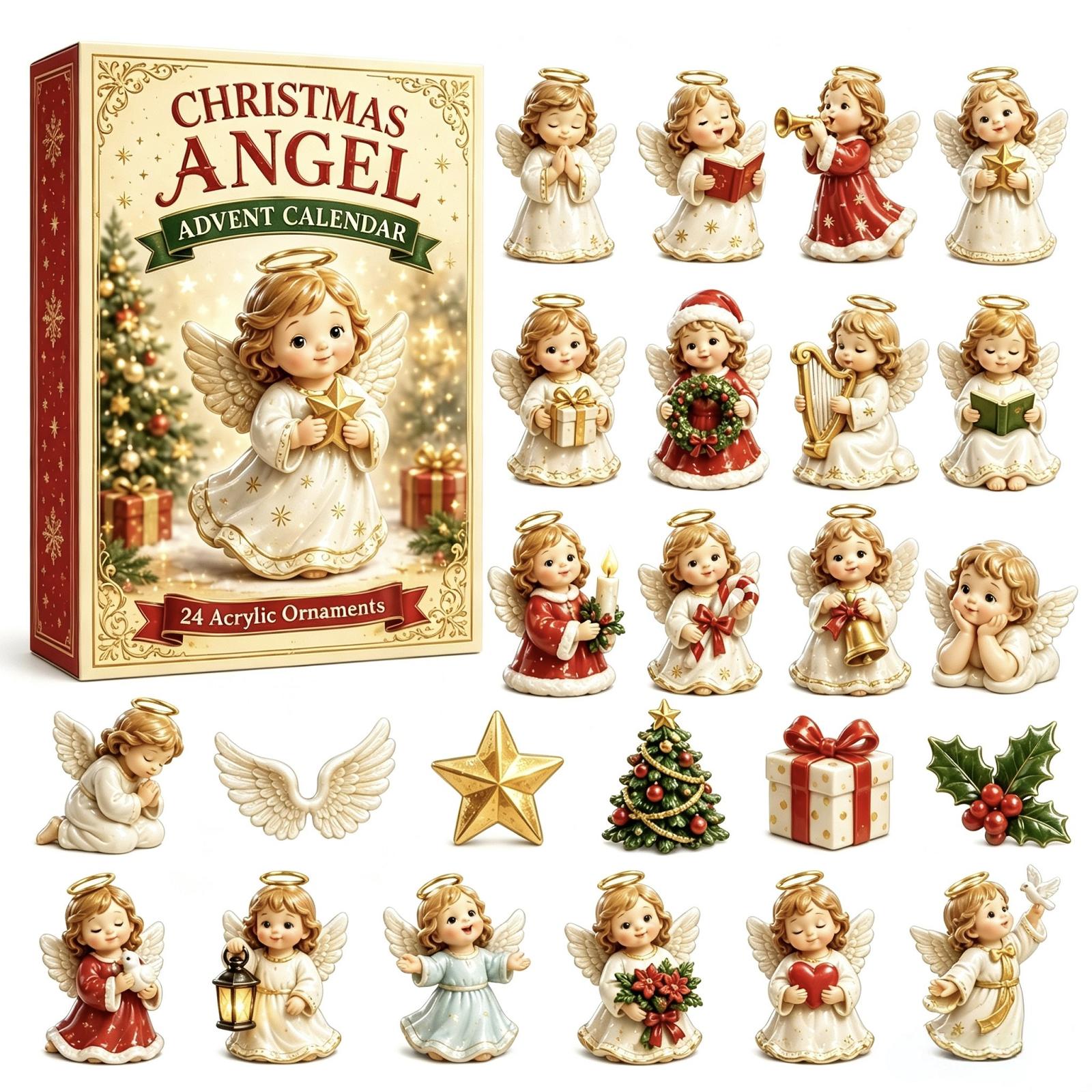 Adventskalender, Tage voller Acryl-Accessoires, Feiertags-Countdown-Überraschungsbox One Size beige