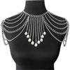 Punk Metal Shoulder Chain Necklace Jewelry Y Crystal Tassel Arm Chain Bridal