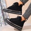 Muffin Lace-up Warm Cotton Shoes 2025 Winter New Platform Size Rhinestone Snow Boots for Women