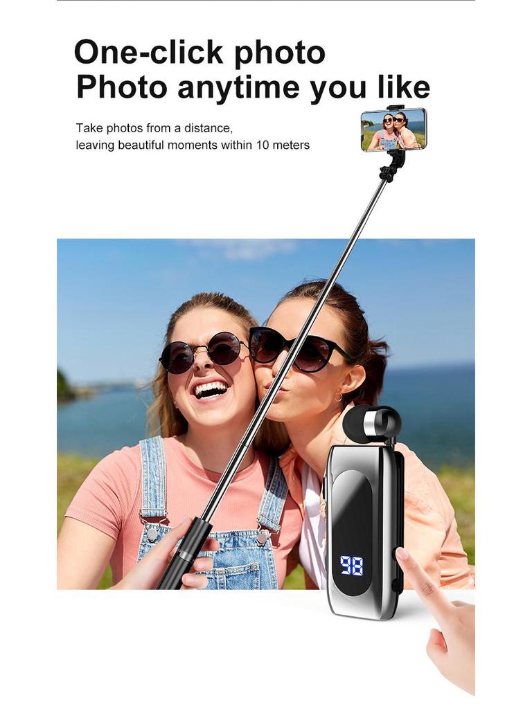 K55 Wireless Bluetooth Clip-on Earphones with Digital Display for 15-Hour Play - Perfect for Sports and Business.