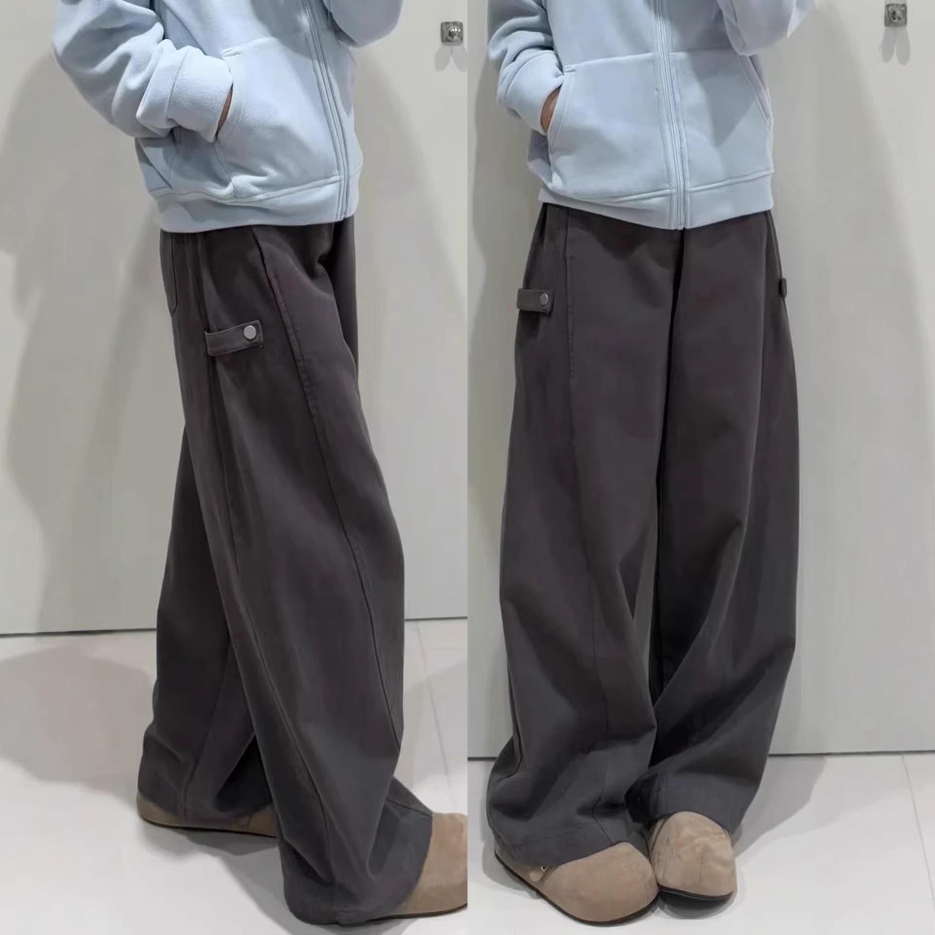 

Women s Grey Polyester Twill Slimming Banana Pants - Spring/Summer 2026 Wide-Leg Cargo Style XL