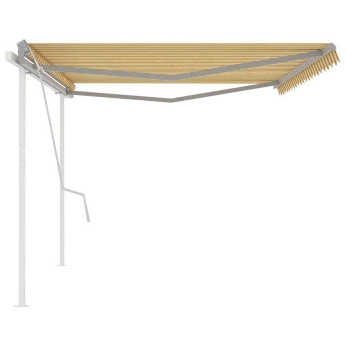 Auvent rétractable manuel VIDAXL 5x3m Jaune et blanc - Protection UV pour terrasse, balcon et jardin